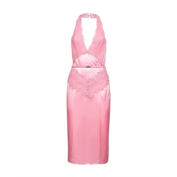 Gucci Women Pink Silk Satin Midi Dress